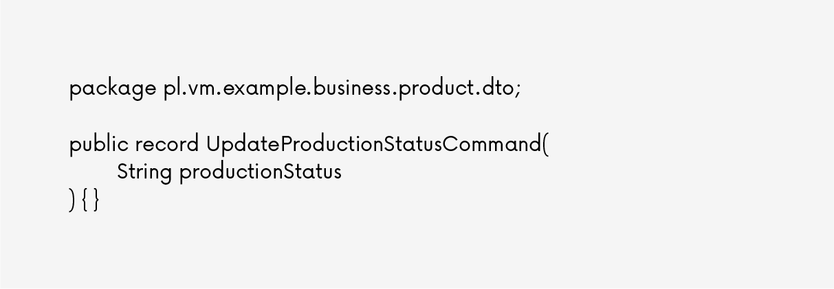 Objets DTO et UpdateProductionStatusCommand utilisés par l’API _2
