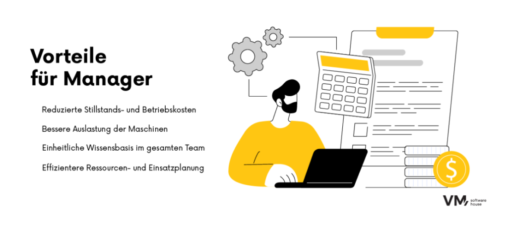 Infografik über die Vorteile von KI für Manager in der Instandhaltung.