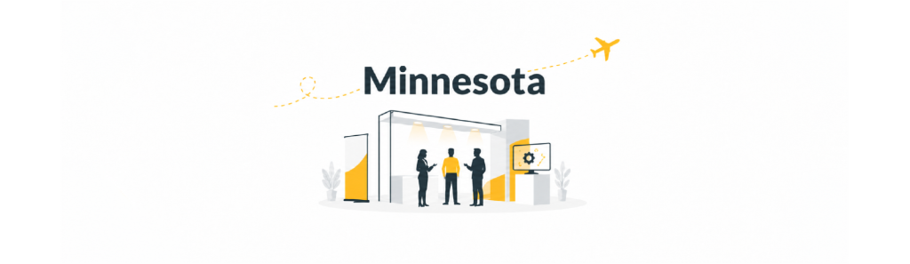 VM.PL graphic announcing participation in Manufacturing Mingle and Applied AI 2026 in Minnesota, USA.